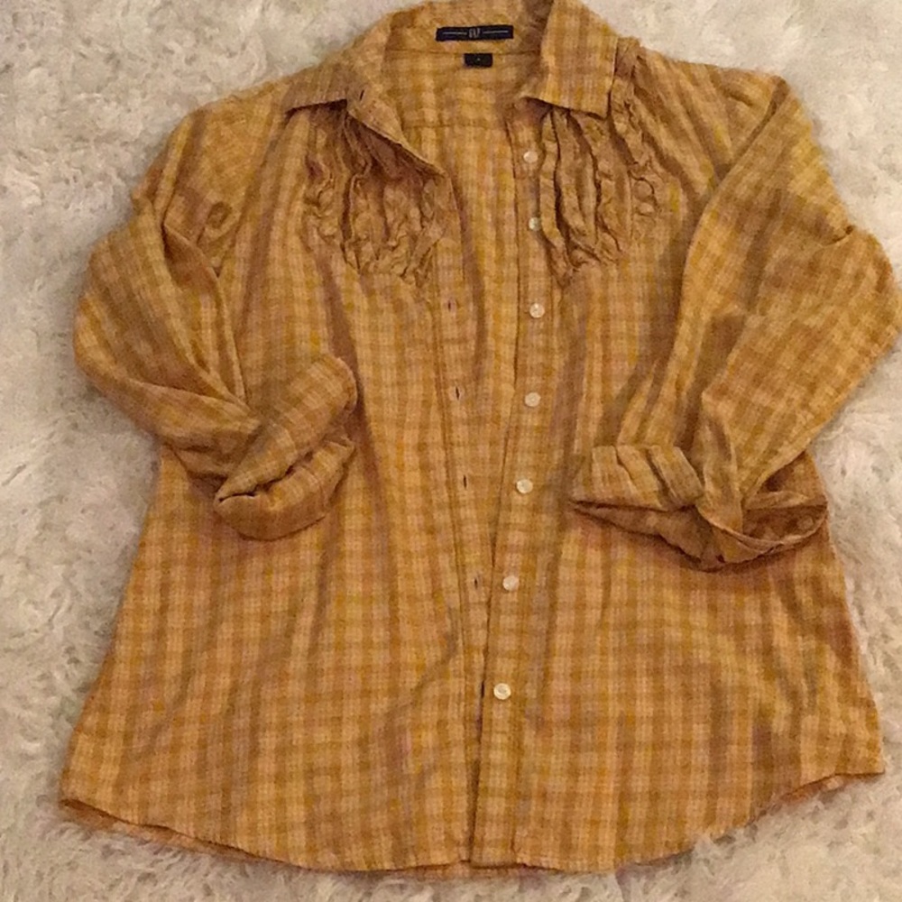 3/$15 yellow plaid button up top